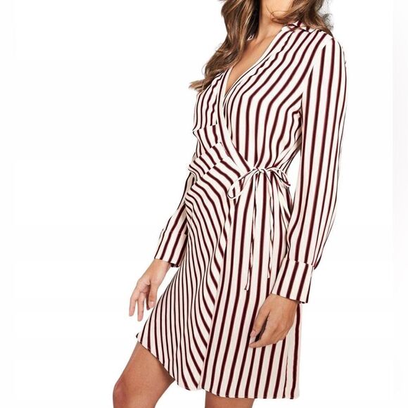 River Island Wrap Dress In Multi Stripe Women’s 6 - Picture 1 of 4